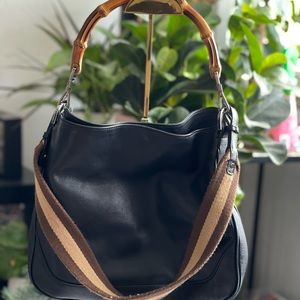 Vintage Gucci bamboo two way shoulder bag